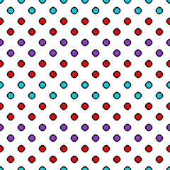 Polka dots colorful rhombs. Vector red and purple dots on white background.