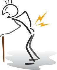 illustration of a stick man with back pain