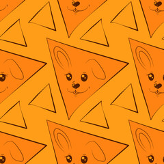 Vector illustration. Seamless sketch of the background of a rabbit's head in a triangle. EPS 8