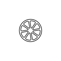 lemon, orange icon in flat black line style, isolated on white background 
