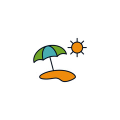 Beach umbrella icon in color icon, isolated on white background 