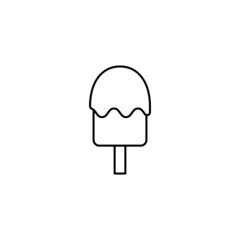 Ice cream icon in flat black line style, isolated on white background 