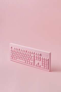 Handcraft pink paper vertical computer keyboard.