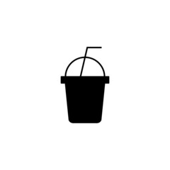  juice cup, smoothie icon in solid black flat shape glyph icon, isolated on white background 