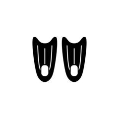 Flipper diving icon in solid black flat shape glyph icon, isolated on white background 