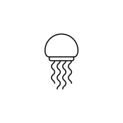 jellyfish icon in flat black line style, isolated on white background 