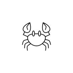 Crab icon in flat black line style, isolated on white background 