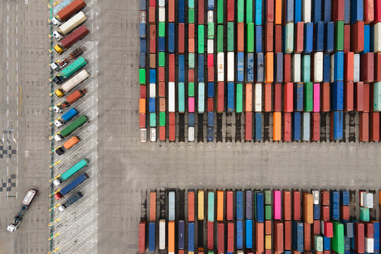 shipping containers in the port
