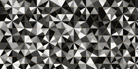  Geometric pattern triangle shape luxury of black,white gray elegant background with golden line