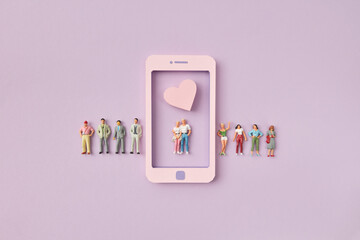 Woman and man in dating app