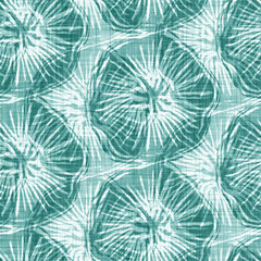 Aegean teal shell linen nautical texture background. Summer coastal living style home decor. Under the sea life  seashell material. Worn turquoise blue dyed textile seamless pattern.