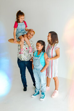 Happy lgbt family with two moms