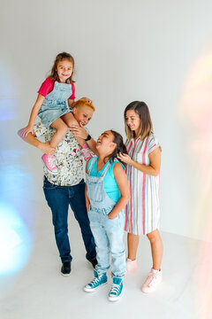 Bonus mom with girl on shoulders