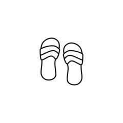 Footwear, slippers icon in flat black line style, isolated on white background 