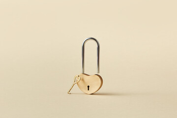 Heart shaped padlock with key