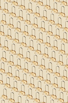 Pattern of romantic heart shaped padlocks with keys