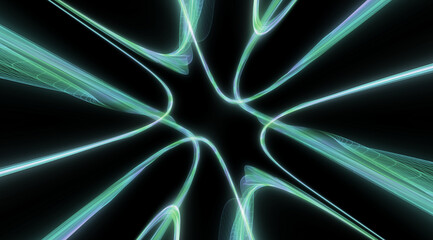 organic smooth and colorful and silky glowing light lines in abstract form and black background