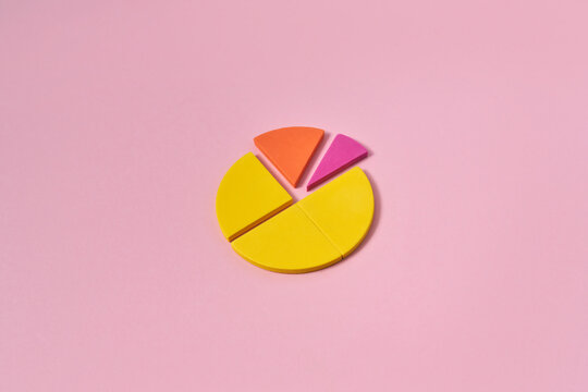 Yellow diagram with colored parts on pink background