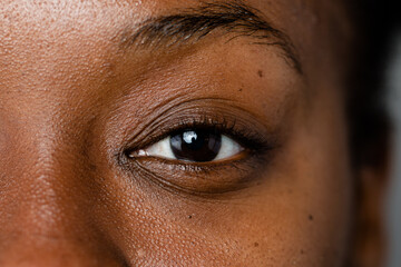 Detail Of Woman's Eye With Dark Skin Tone