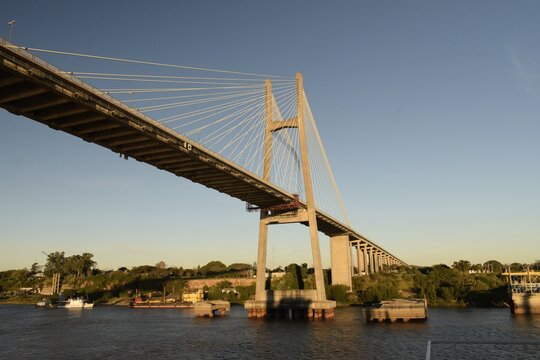 rosario victoria bridge over parana river © debjit