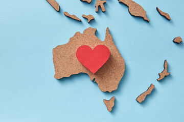 Red heart on Australia map