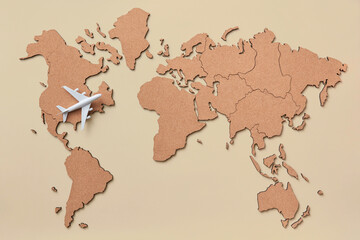 Plane miniature on map