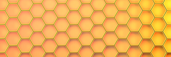 Obraz premium Background of hexagons. Geometric structure of honeycombs. 3D visualization