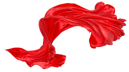 Beautiful flowing fabric of red wavy silk or satin. 3d rendering image.