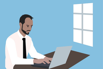 A man using laptop vector illustration