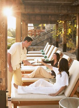 Girlfriends at luxury resort