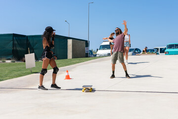 Body movement explained during surf skate lesson