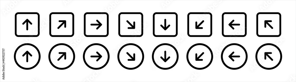 Poster navigation arrow set isolated icon. control button for app and wab design. vector illustration.