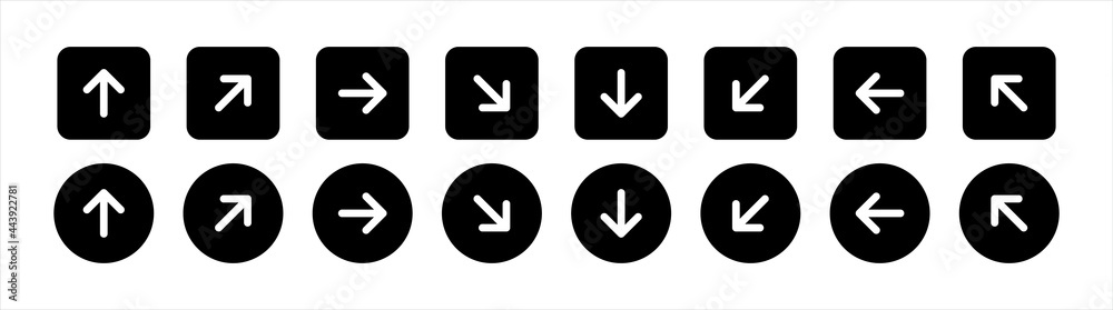 Poster navigation arrow set isolated icon. control button for app and wab design. vector illustration.