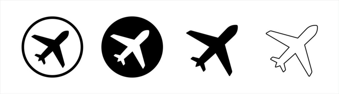 Airplane icon symbol vector illustration set. Vector illustration.	