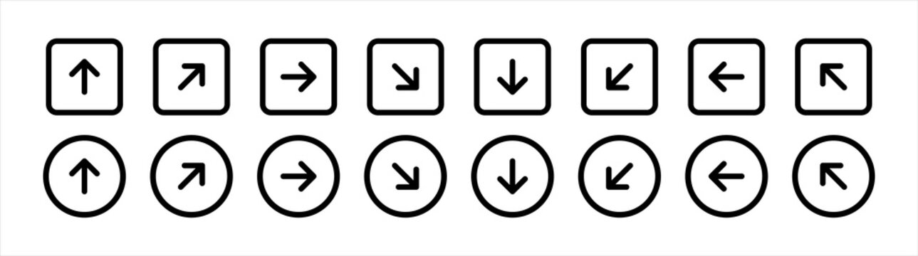 Navigation arrow set isolated icon. Control button for app and wab design. Vector illustration.	