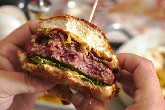 Mouth-watering beef burger.