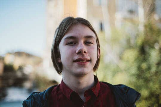 A young man in old italian town