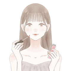 リップグロスを塗る女性