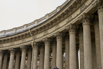 The columns of Kazan Cathedral in St.Petersburg as an architectural background.