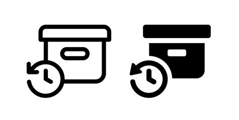 Archival box with time icon vector isolated on white background.