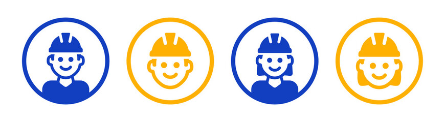 Construction worker, employee, engineer, labour avatar icon vector illustration.