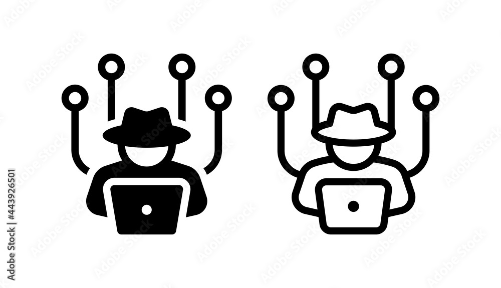 Poster Hacker criminal security internet icon. Cybercrime symbol isolated on white background.