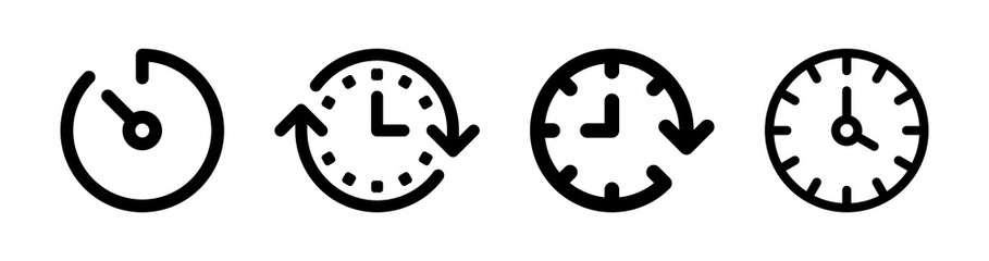 Time and clock icon set. Wall analog clock icon symbol vector illustration.