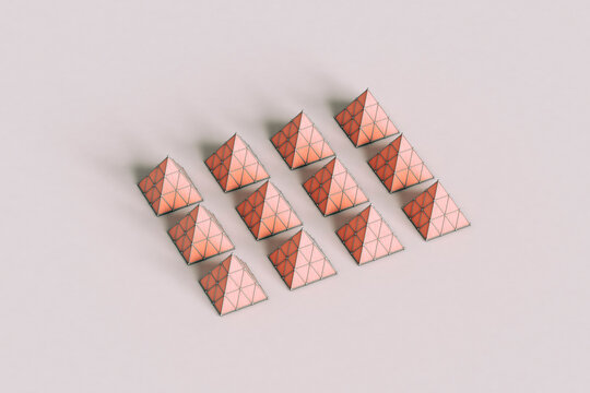 Pink pyramids arranged neatly
