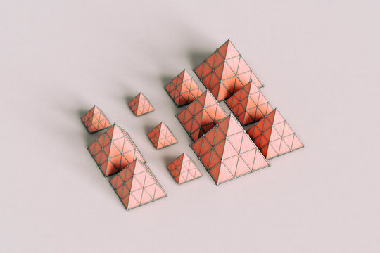 Pink pyramids in different sizes