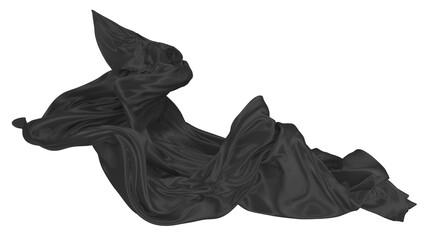 Naklejka premium Beautiful flowing fabric of black wavy silk or satin. 3d rendering image.