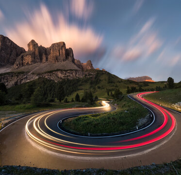 Hairpin bend light trail