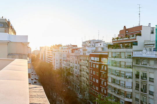 Patio view of apartments in the late afternoon