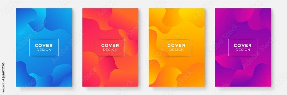 Poster abstract color background set for creative design. blue green red yellow purple abstract cover desig