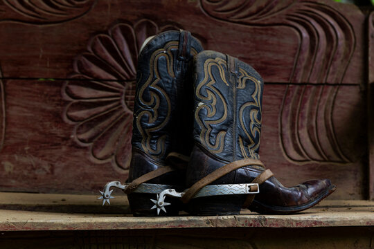 Cowboy Boots with Spurs at Ranch 